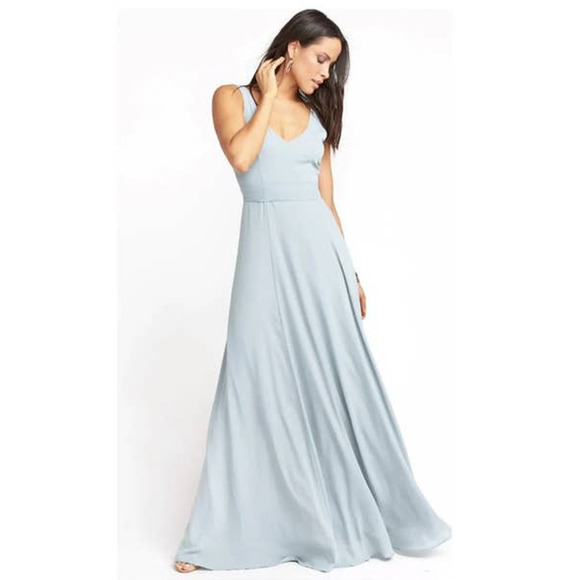 Show Me Your MuMu Jenn Maxi Dress Silver Sage Crisp Medium NWT - Picture 8 of 11